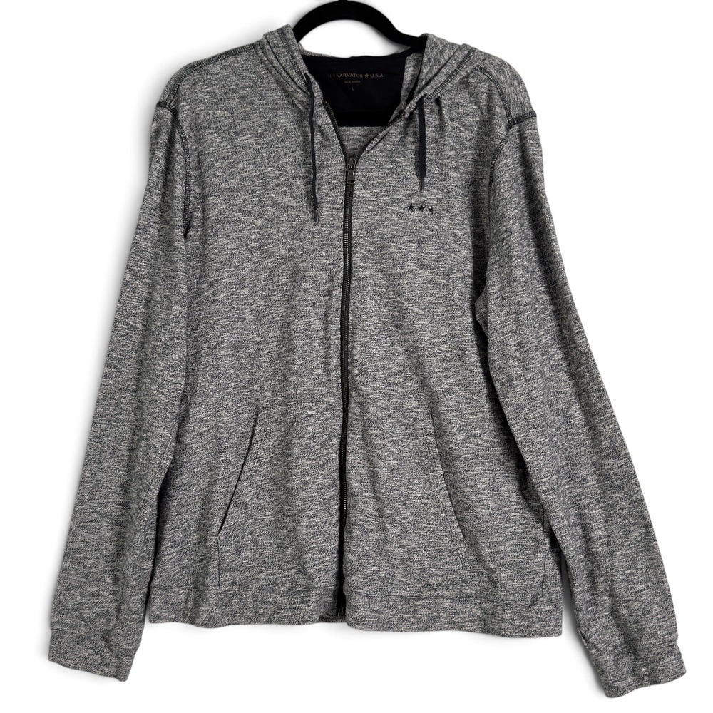 John Varvatos Star USA Hoodie Gray Space Dye Mens Large Zip Up Sweatshirt L